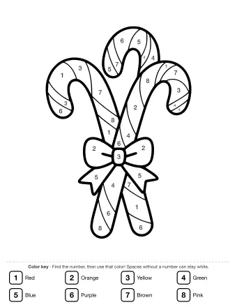 Black-and-white line drawing of three candy canes tied together with a bow and ribbon, showing the classic curved tops and striped bodies.