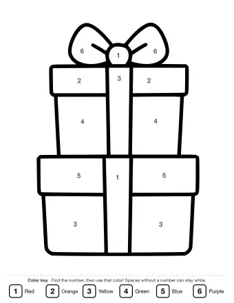 A simple black-and-white line drawing of two wrapped Christmas presents stacked one on top of the other, each tied with a ribbon and a large bow on top.