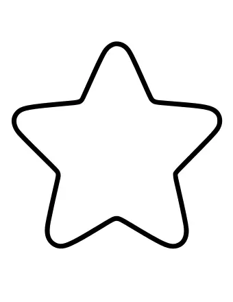 A large, five-pointed star outline with thick black lines on a white background, designed for young children to color.