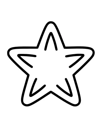 A large five-pointed star outline with decorative curved lines inside each point, designed as a simple coloring page for young children.